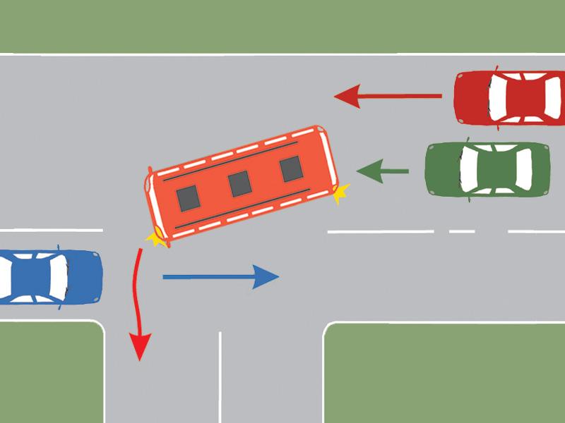 Cum trebuie să procedeze conducătorul autoturismului verde în situația dată?